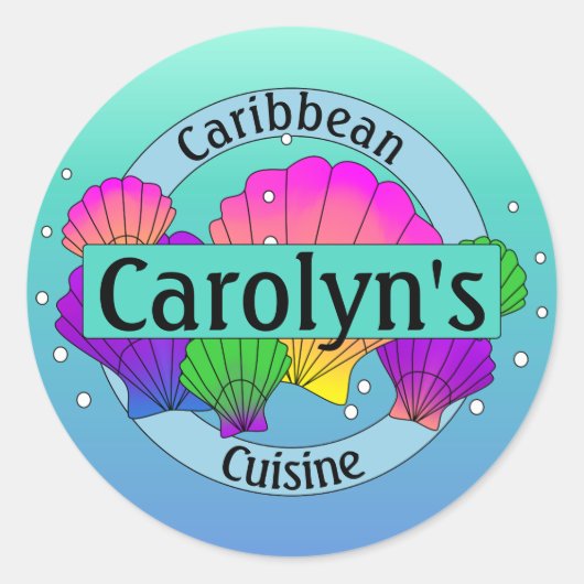 カリブ海料理 貝殻と泡 ラウンドシール (正面)