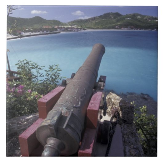 カリブ海、サンバルテルミー島、砲撃をサンジャンバイに向ける タイル (正面)