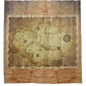 カリブ海 - 古地図... シャワーカーテン (正面)
