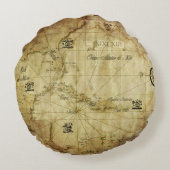 カリブ海 - 古地図 ラウンドクッション (裏面)