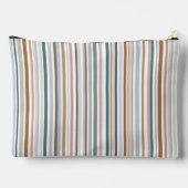 カリプソストライプティール(緑がかった色)カラフルピンクグレータンブルー アクセサリーポーチ (裏面)