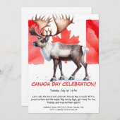 カリボ威厳のあるー・カナダ国旗 | カナダの日 招待状 (正面/裏面)