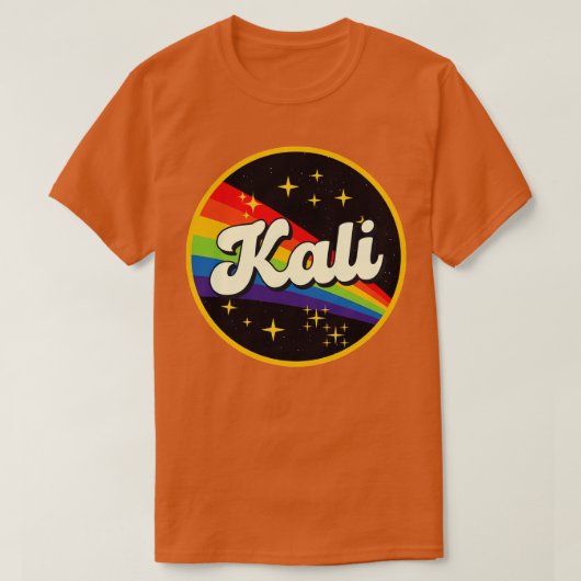 カリレインボーイン宇宙ヴィンテージスタイル Tシャツ (デザイン正面)