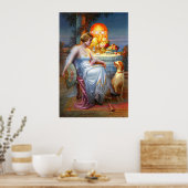 カリーエレガントア：レディと彼女の犬 ポスター (キッチン)