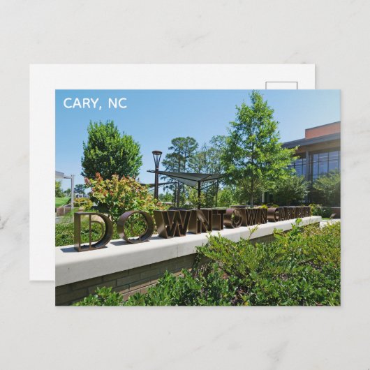 カリーノースカロライナのダウンタウンパークトラベル ポストカード (正面/裏面)