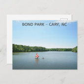 カリーノースカロライナ州ボンドパークレイクトラベル ポストカード (正面/裏面)