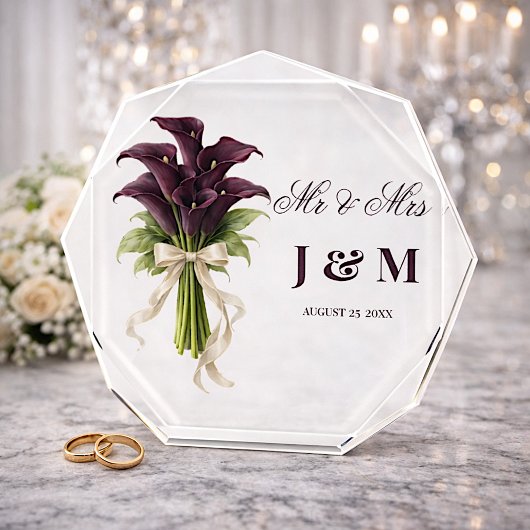 カリーリリーの結婚記念品 新婚ギフト 花嫁 花婿 フォトブロック
