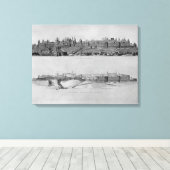 カルカソンヌの西側からの眺め キャンバスプリント (インサイチュ (ウッドフロア))