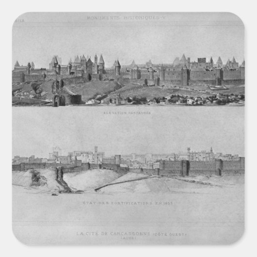 カルカソンヌの西側からの眺め スクエアシール (正面)