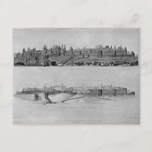 カルカソンヌの西側からの眺め ポストカード (正面)