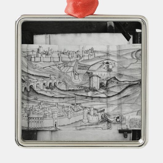 カルカソンヌ1462年市そして村 メタルオーナメント (正面)
