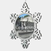 カルカソンヌ、フランス スノーフレークピューターオーナメント (右)