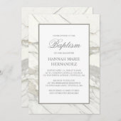 カルカッタの大理石のエレガントな洗礼の招待状 招待状 (正面/裏面)