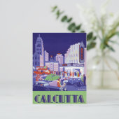 カルカッタヴィンテージ旅行ポスター復元 ポストカード (スタンド正面)