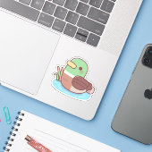 カルガモの水泳 シール (ノートパソコンとiPhone)
