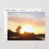 カルガリーのスカイラインに夕日 ポストカード (正面/裏面)