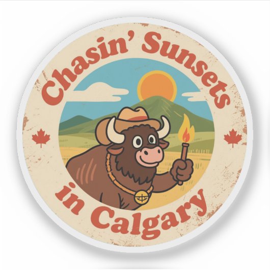 カルガリーの草原にインスパイアされた「Chasin’ Sunsets_」 シール (正面)