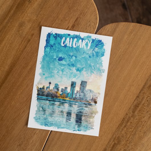 カルガリーアルバータカナダウォーターカラーシティビュー ポストカード