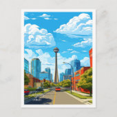 カルガリーカナダアートヴィンテージトラベルイラストレーション ポストカード (正面)