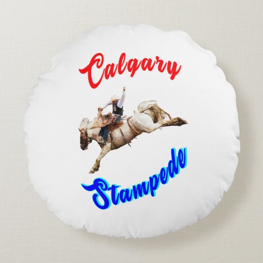 カルガリーカナダ馬7月ライダーCalgary Stampede ラウンドクッション (正面)