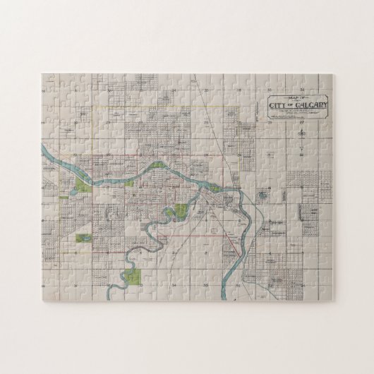 カルガリー・アルバータ・カナダのヴィンテージの地図（1906年） ジグソーパズル (横)