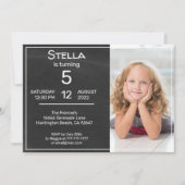 カルクボードと写真の誕生日パーティーへの招待 招待状 (正面)