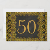 カルクボードと金ゴールド50th誕生日パーティカルクボード 招待状 (裏面)