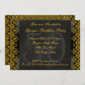 カルクボードと金ゴールド50th誕生日パーティカルクボード 招待状 (正面/裏面)