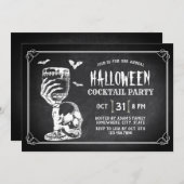 カルクボードスカルハロウィンカクテルパーティー 招待状 (正面/裏面)