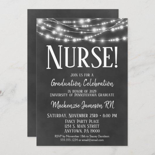 カルクボードナース卒業パーティー招待状 招待状 (正面/裏面)