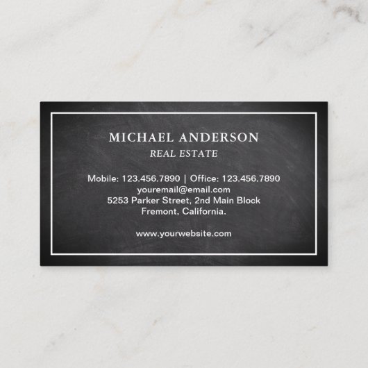 カルクボードヴィンテージアンティーク実在鍵不動産 名刺 (裏面)