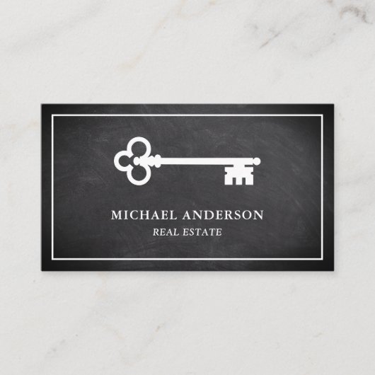 カルクボードヴィンテージアンティーク実在鍵不動産 名刺 (正面)
