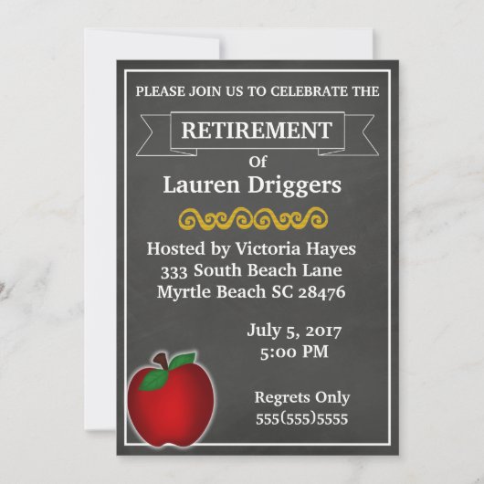 カルクボード先生退職招待状 招待状 (正面)