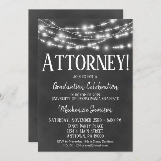カルクボード弁護士卒業パーティー招待状 招待状 (正面/裏面)