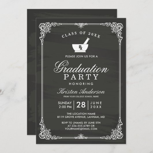 カルクボード薬学院卒業会 招待状 (正面/裏面)