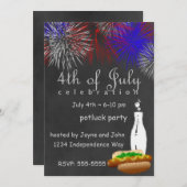 カルクボード7月4日花火パーティの招待状 招待状 (正面/裏面)