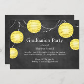 カルクボード&イエローランタンズ卒業招待状 招待状 (正面/裏面)