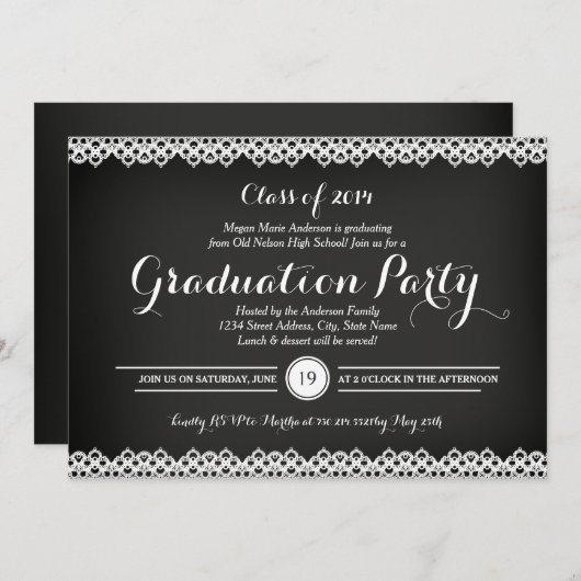 カルクボード&レースエクセシレーションパーティー招待状 招待状 (正面/裏面)