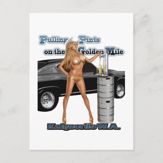カルゴリー金ゴールドビキニのメイド・オン・ザ・ゴールデン・マイル ポストカード (正面)