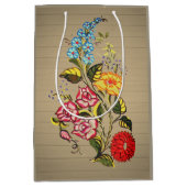 カルサイフローラモチーフ – 木目 ミディアムペーパーバッグ (正面)