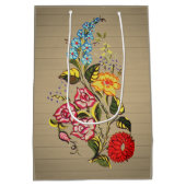 カルサイフローラモチーフ – 木目 ミディアムペーパーバッグ (裏面)