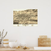 カルソン市1875年頃「鳥の目」の地図 ポスター (キッチン)