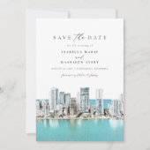 カルタネガ・コロンビア水彩セーブ・ザ・デート 招待状 (正面)