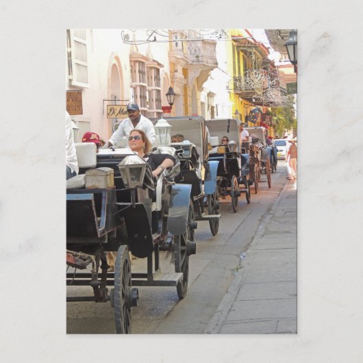 カルタヘナでのコロンビアのキャリッジ乗り物 ポストカード (正面)