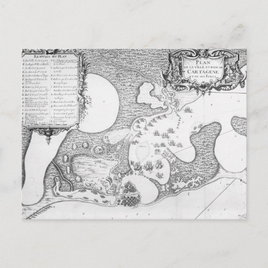 カルタヘナの町と港の計画 ポストカード (正面)