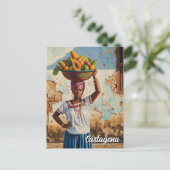 カルタヘナコロンビアのパレンケラ果物売り ポストカード (スタンド正面)