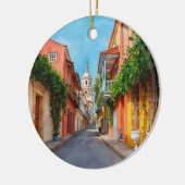 カルタヘナコロンビア水彩画 セラミックオーナメント (左)