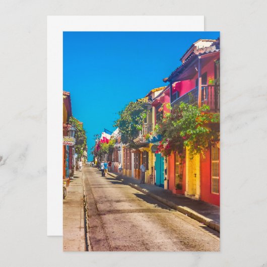 カルタヘナ伝統的コロンビアの通り ノートカード (正面/裏面)