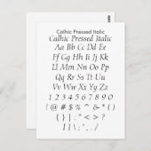 カルチプレス斜体 – Zazzleフォントサンプラーシート ポストカード (正面/裏面)