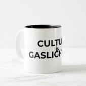 カルチャーイズガスライティング タイポグラフィック ミニマリスト ツートーンマグカップ (正面左)